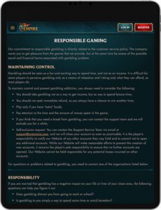 MyEmpire Casino Mobile App Responsible Gaming
