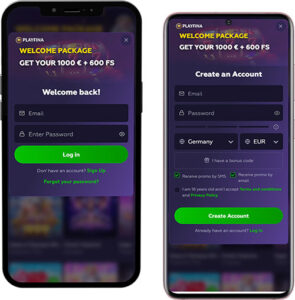 Playfina Mobile App Login and Registration