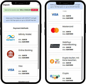 Pribet Mobile App Payment Methods