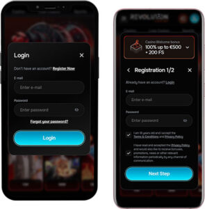 Revolution Mobile App Login and Registration