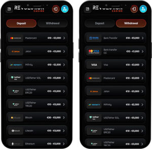 Revolution Mobile App Payment Methods