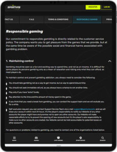 Sportuna Mobile App Responsible Gaming
