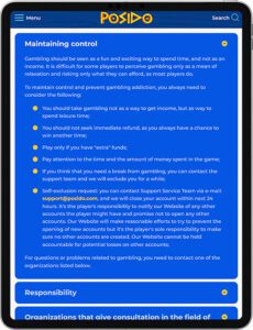 Posido Mobile App Responsible Gambling
