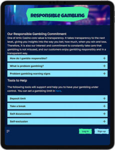 Arctic Casino Mobile App Responsible Gambling
