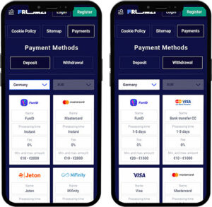 Frumzi Mobile App Payment Methods