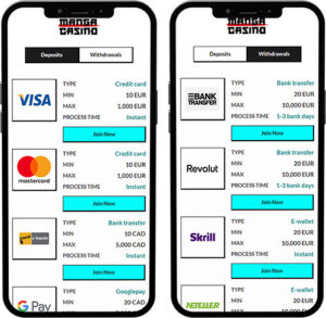 Manga Mobile App Payment Methods