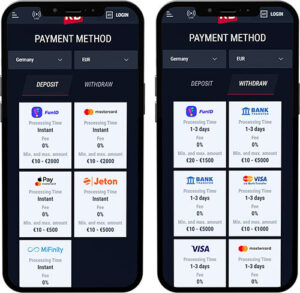 Rabona Mobile App Payment Methods