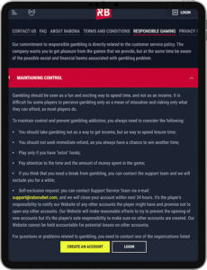 Rabona Mobile App Responsible Gaming