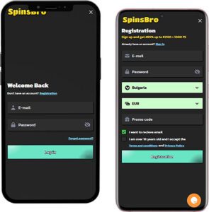 SpinsBro Mobile App Login and Registration