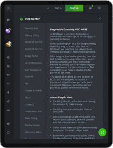 BC.Game Mobile App Responsible Gaming