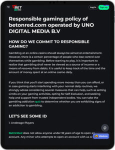 BetOnRed Mobile App Responsible Gaming