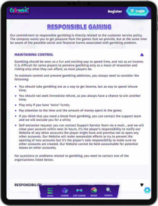 Casombie Mobile App Responsible Gaming