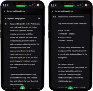 Lex Mobile App Payment Methods