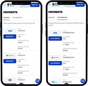 RocketSpin Mobile App Payment Methods