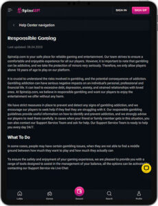 SpinsUp Mobile App Responsible Gaming