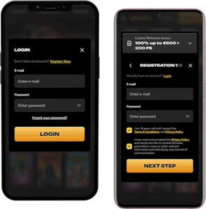 Spinsy Mobile App Login and Registration