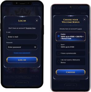 App Mobile Cazeus Accesso e Registrazione