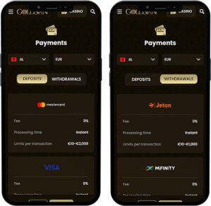 GoldSpin Mobile App Payment Methods