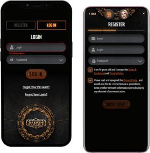 Gransino Mobile App Login and Registration