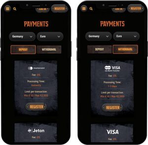 Gransino Mobile App Payment Methods