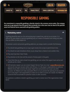 Gransino Mobile App Responsible Gaming