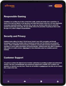 HotWinsCasino Mobile App Responsible Gaming