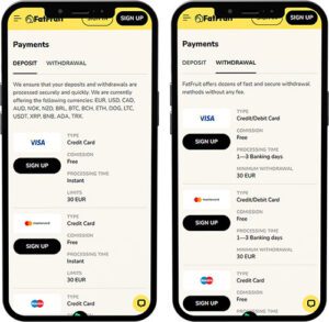 FatFruit Mobile App Payment Methods