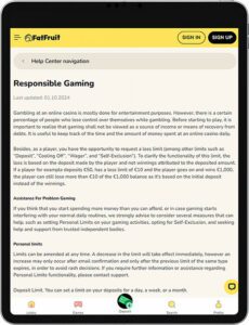 FatFruit Mobile App Responsible Gaming