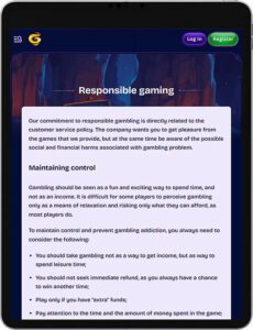 GeniePlay Mobile App Responsible Gaming