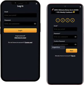 Instant Casino Mobile App Login and Registration