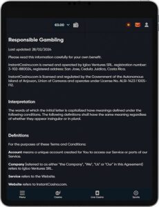 Instant Casino App Responsible Gambling