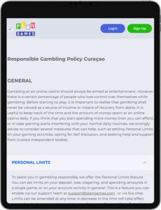 Plangames Mobile App Responsible Gaming