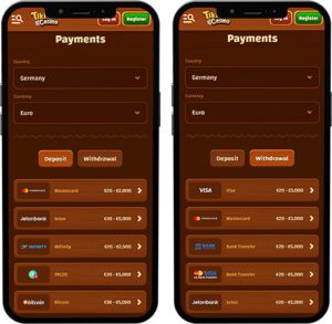 Tikicasino Mobile App Payment Methods