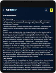 Scibet Mobie App Responsible Gaming