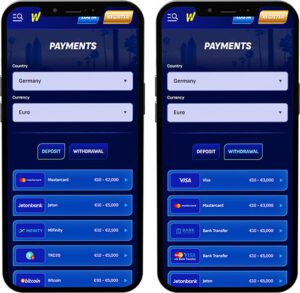 Wonaco Mobile App Payment Methods