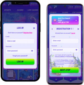 Connexion et inscription à l'application mobile Funbet