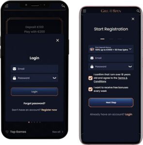 GreatSpin Mobile App Anmeldung und Registrierung