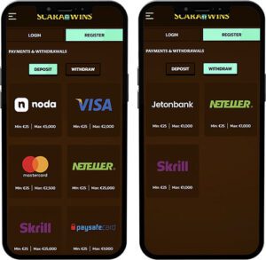 Scarawins Mobile App Zahlungsmethoden