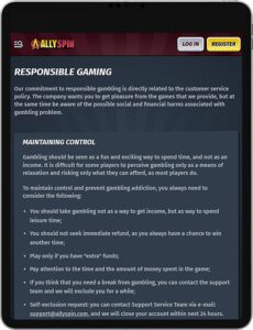 AllySpin Mobile App Verantwortungsbewusstes Spielen