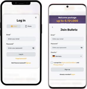 Bulletz Mobile App Login and Registration