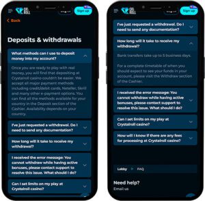 CrystalRoll Mobile App Payment Methods