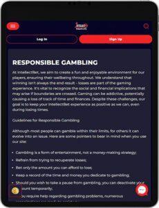 IntellectBet Mobile App Responsible Gaming