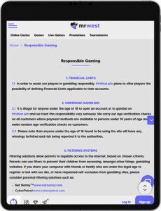 MrWest Mobile App Verantwortungsbewusstes Spielen