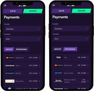 NaoBet Mobile App Payment Methods