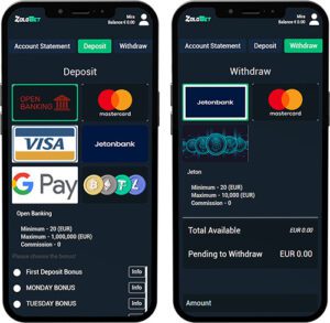 ZoloBet Mobile App Payment Methods