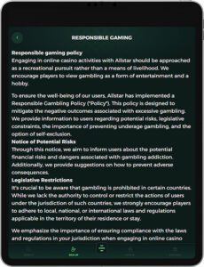 AllStar Casino Mobile App Responsible Gaming