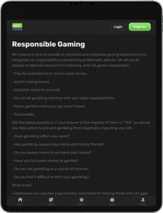 Win.Casino Mobile App Responsible Gaming