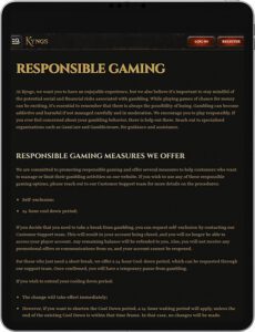 Kyngs Mobile App Responsible Gaming