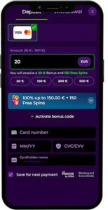 Spinmama Mobie App Payment Methods