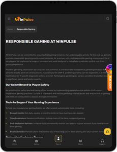 WinPulse Mobile App Responsible Gaming